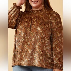 Hayden Floral Print Brown Blouse